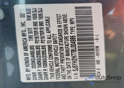 2011 Honda Element Ex из США, поврежденный, VIN 5J6YH2H77BL004986